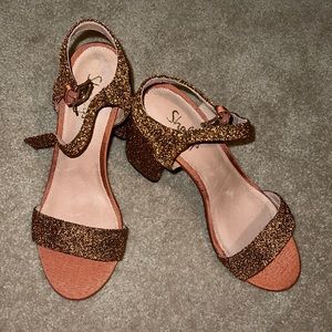 Shelly’s London dark orange sparkle heels 7.5